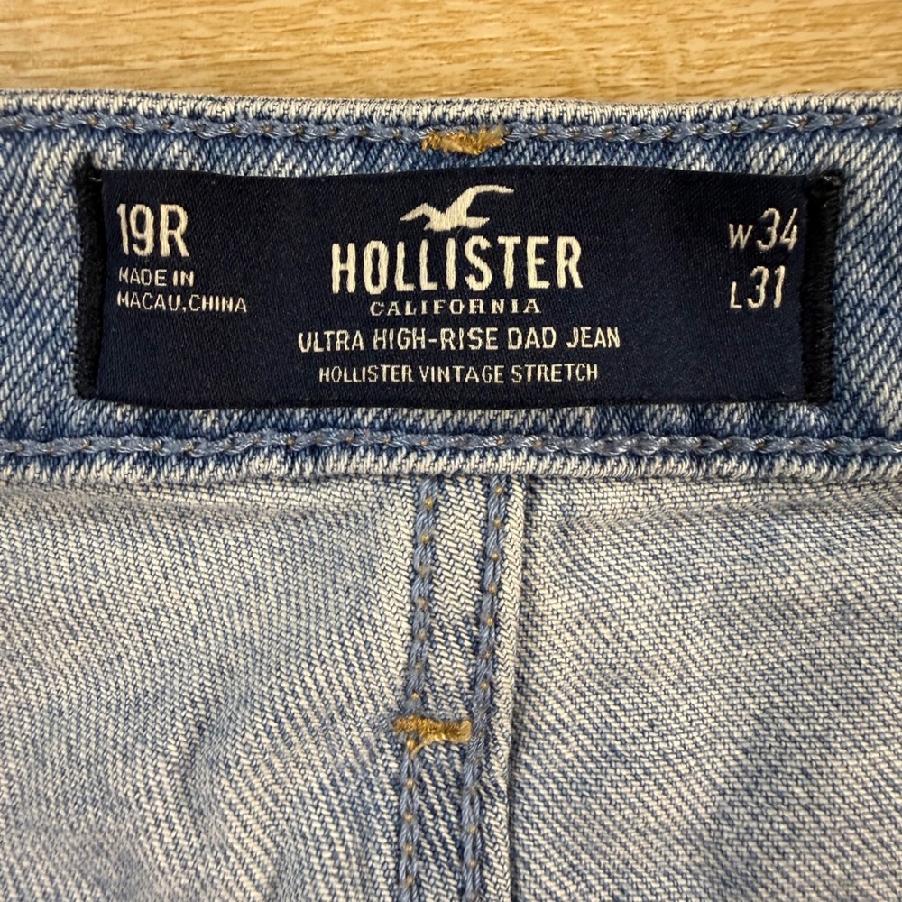 Hollister Ultra High Rise Dad Jeans Denim Straight Leg 34x30 Y2K Whimsical 90s - Picture 5 of 13